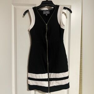 PJK - Patterson J Kincaid Black Zip Front Bodycon Dress - XS